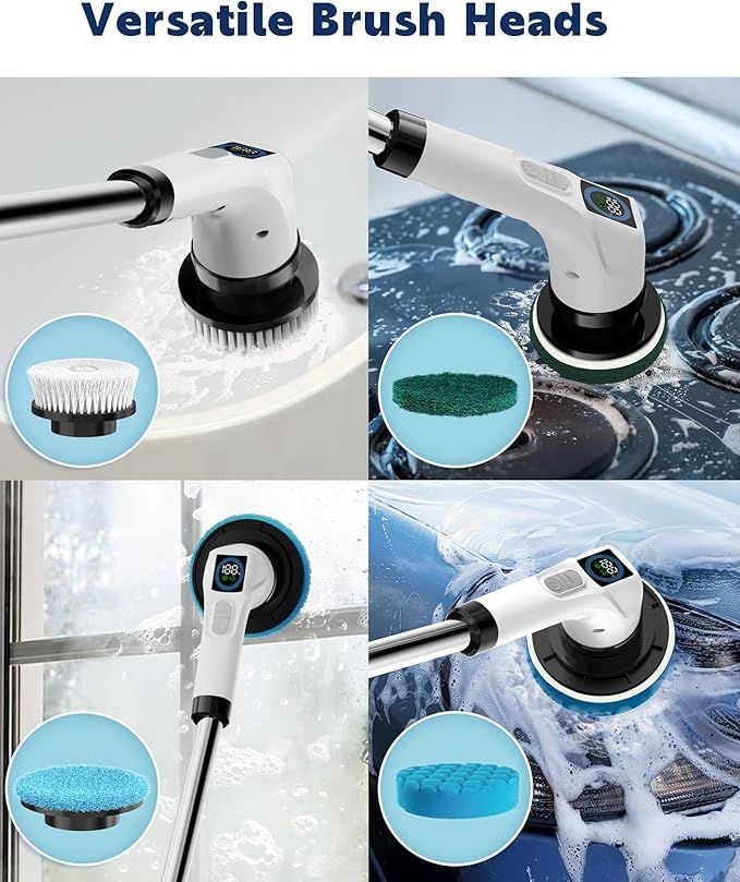 🧹✨ 3 in 1 Electric Spin Scrubber Machine  آلة تنظيف كهربائية دوارة 3 في 1 ✨🧹
