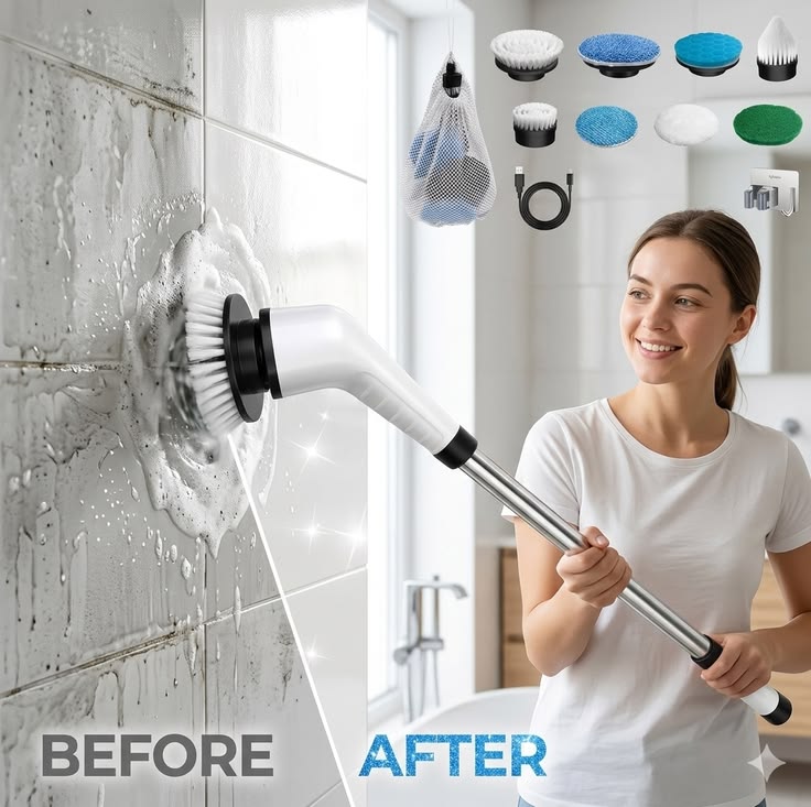 🧹✨ 3 in 1 Electric Spin Scrubber Machine  آلة تنظيف كهربائية دوارة 3 في 1 ✨🧹
